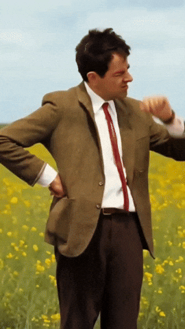 Mr. Bean waiting impatiently